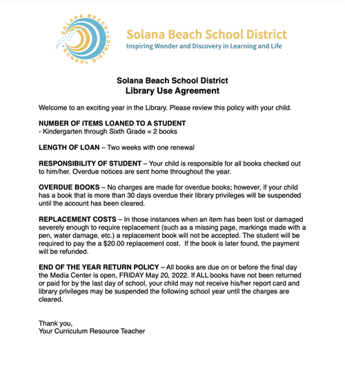 SBSD Library Use Agreement
